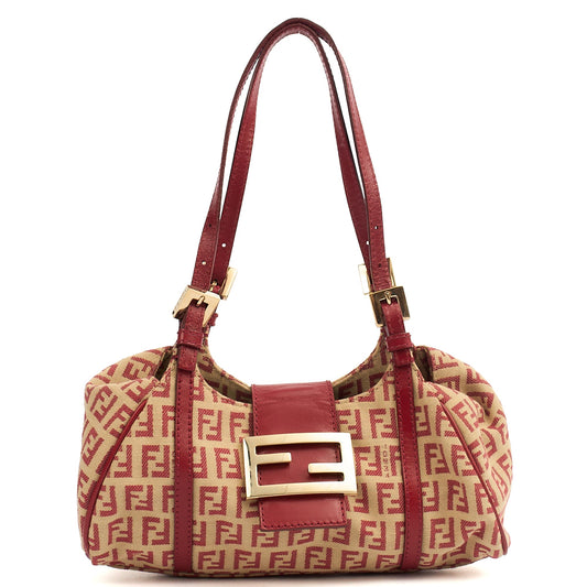 Fendi Mini Bag Zucca Tote in Red, Canvas — Front View