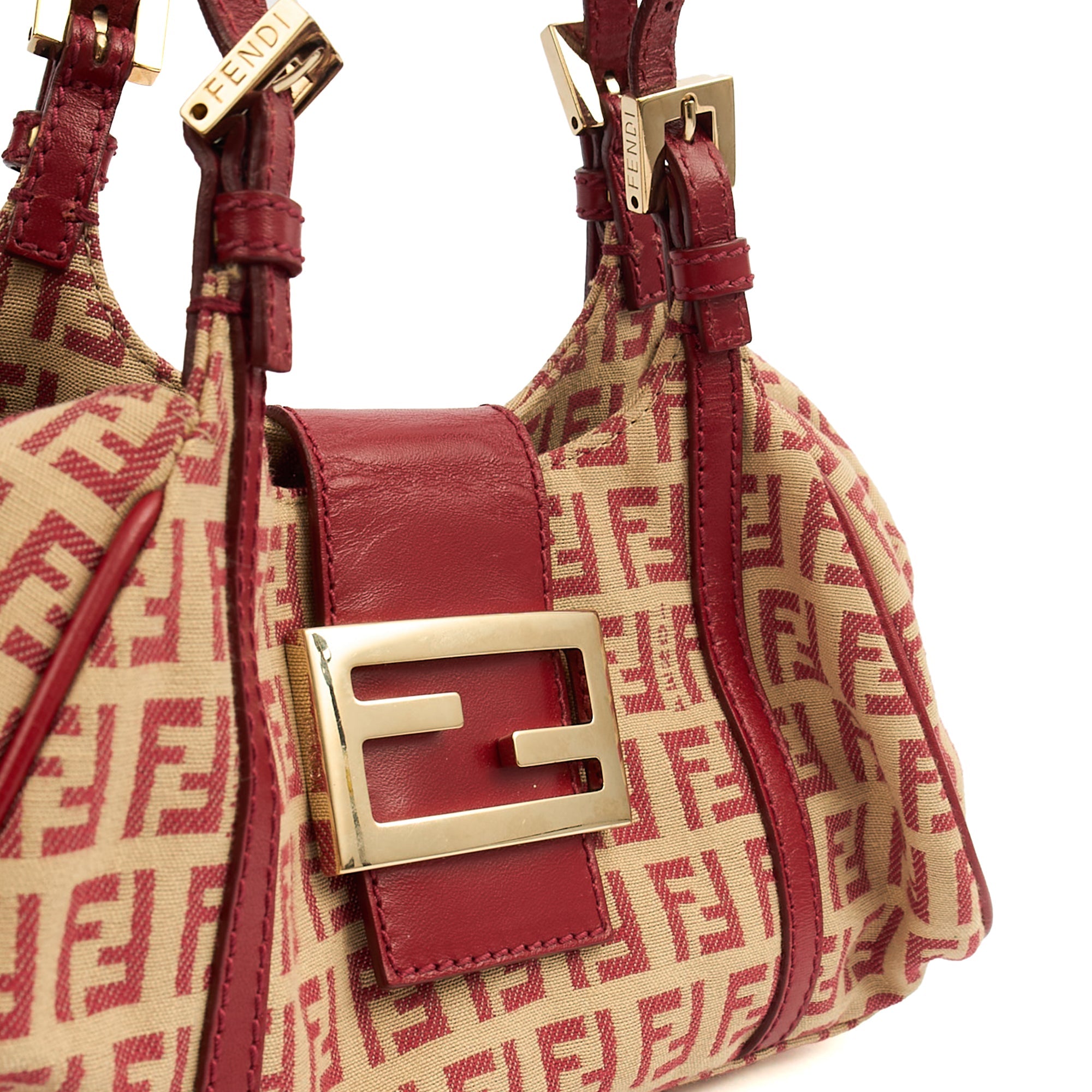 Fendi Mini Bag Zucca Tote in Red, Canvas — Alternate View 18