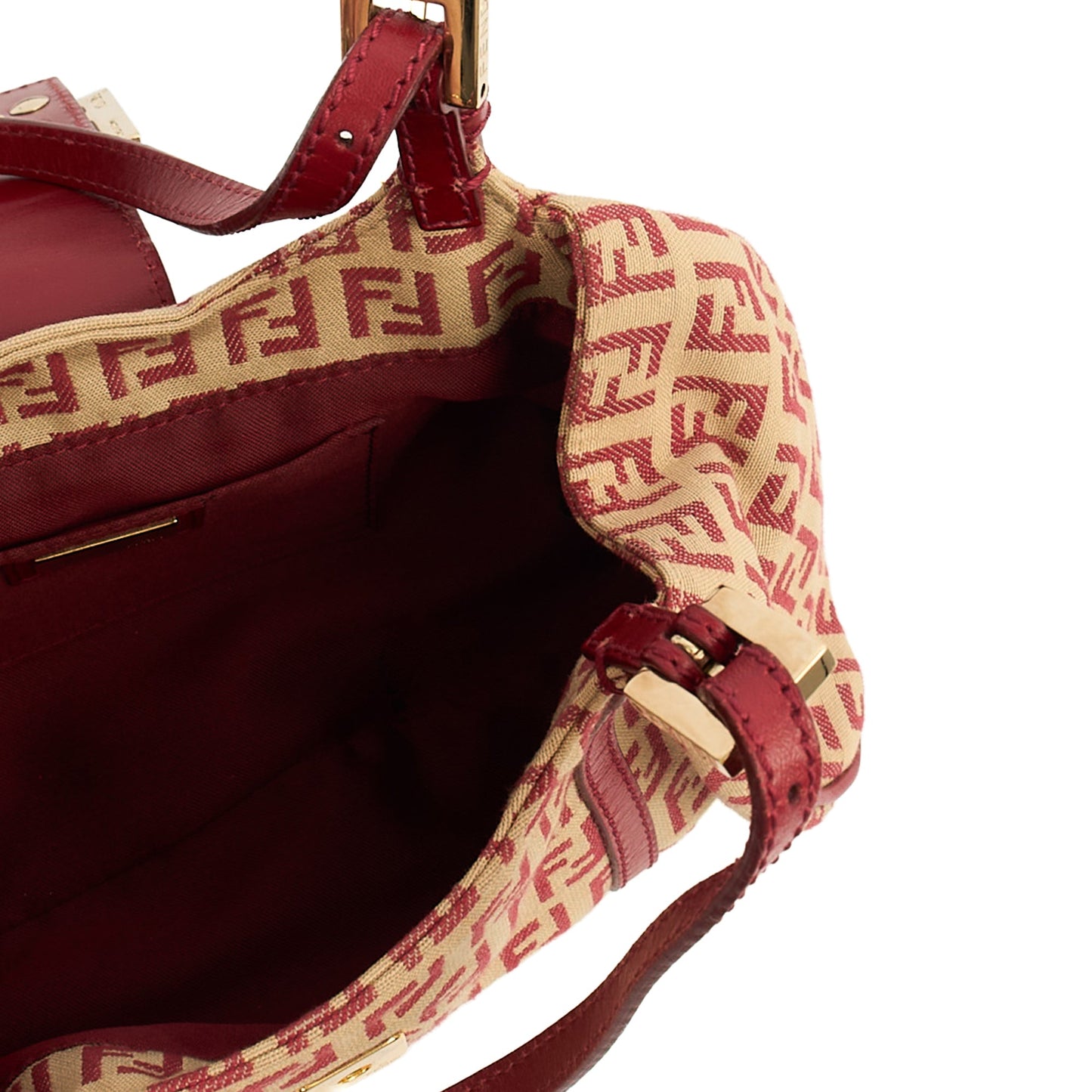 Fendi Mini Bag Zucca Tote in Red, Canvas — Detail View
