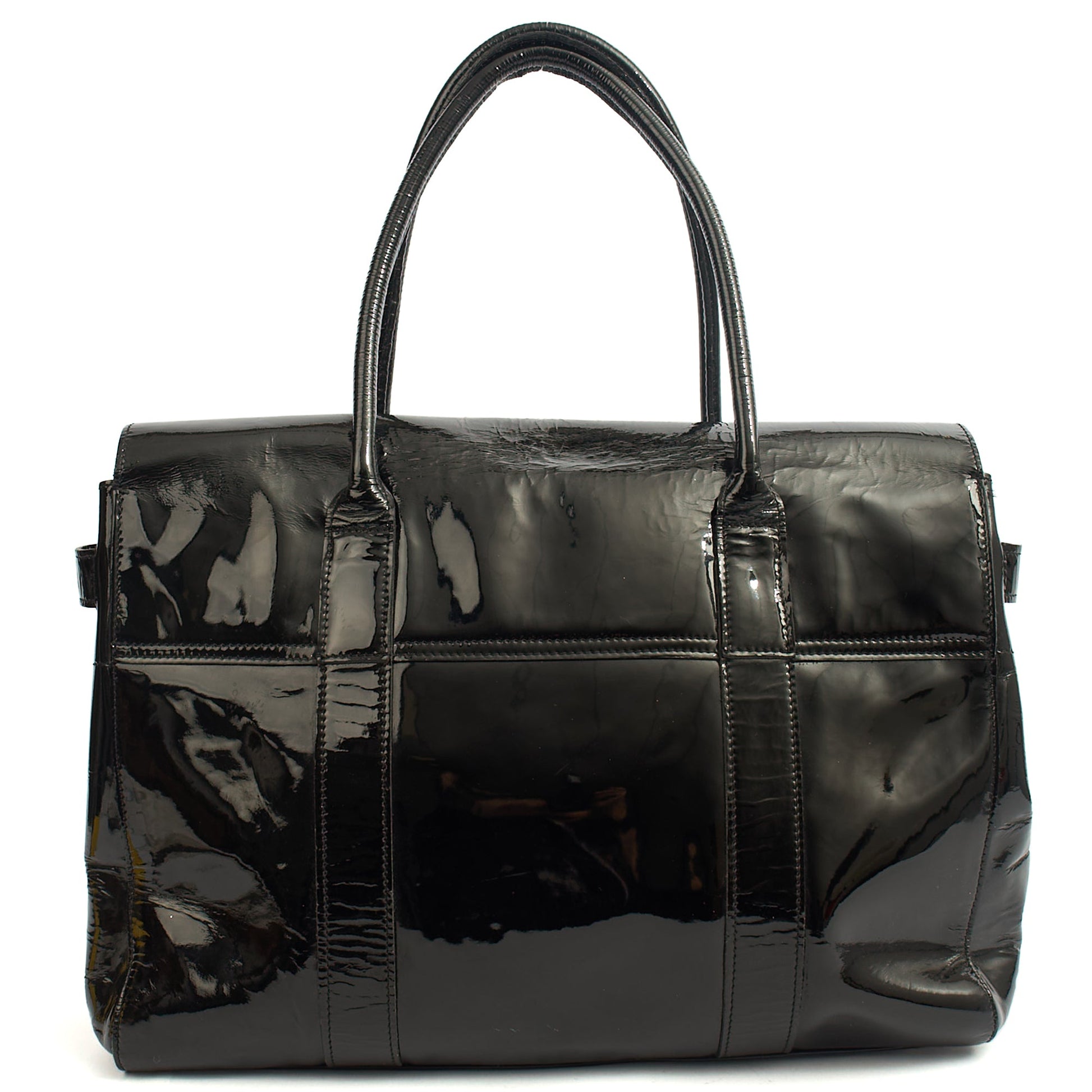 Mulberry Tote Bayswater Heritage in Black, Patent Leather — Back View