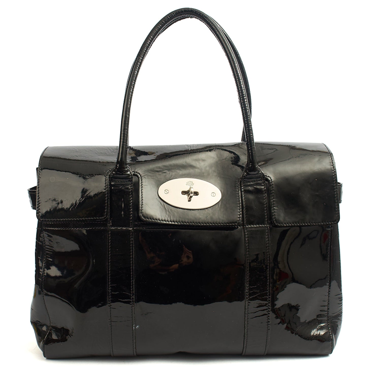 Mulberry Tote Bayswater Heritage in Black, Patent Leather — Front View