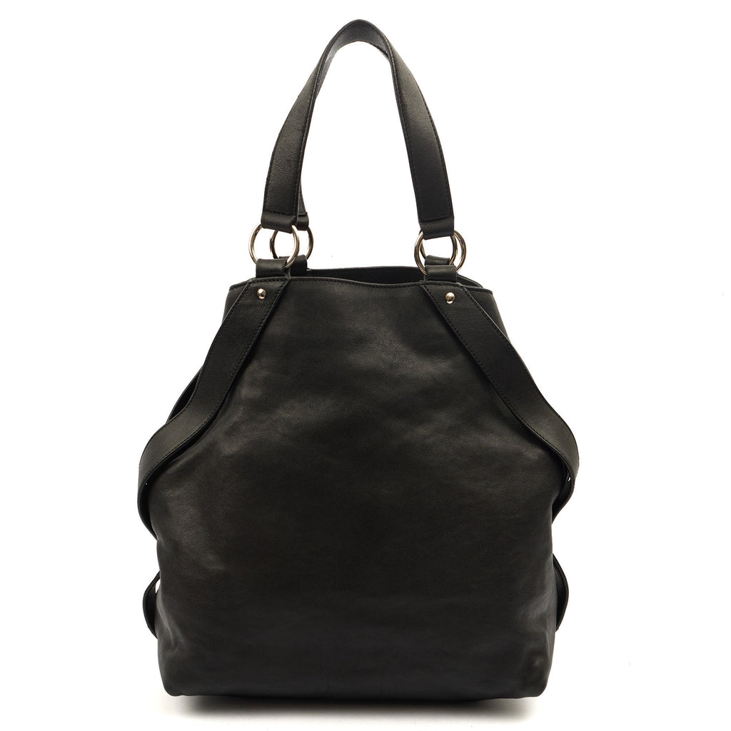Saint Laurent Tote Tote in Black, Calfskin Leather — Back View