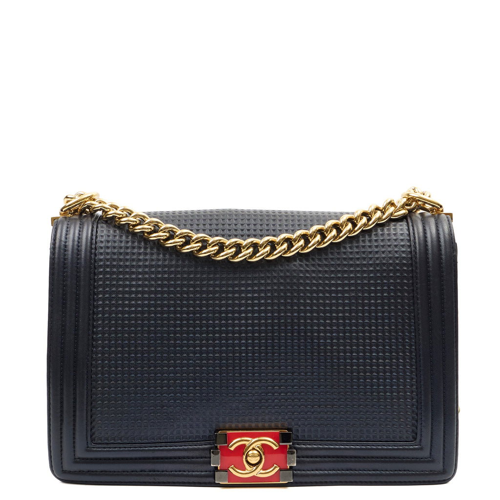 Chanel Shoulder Bag Boy - New Medium in Blue, Leather — Front View