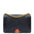 Chanel Shoulder Bag Boy - New Medium in Blue, Leather — Front View