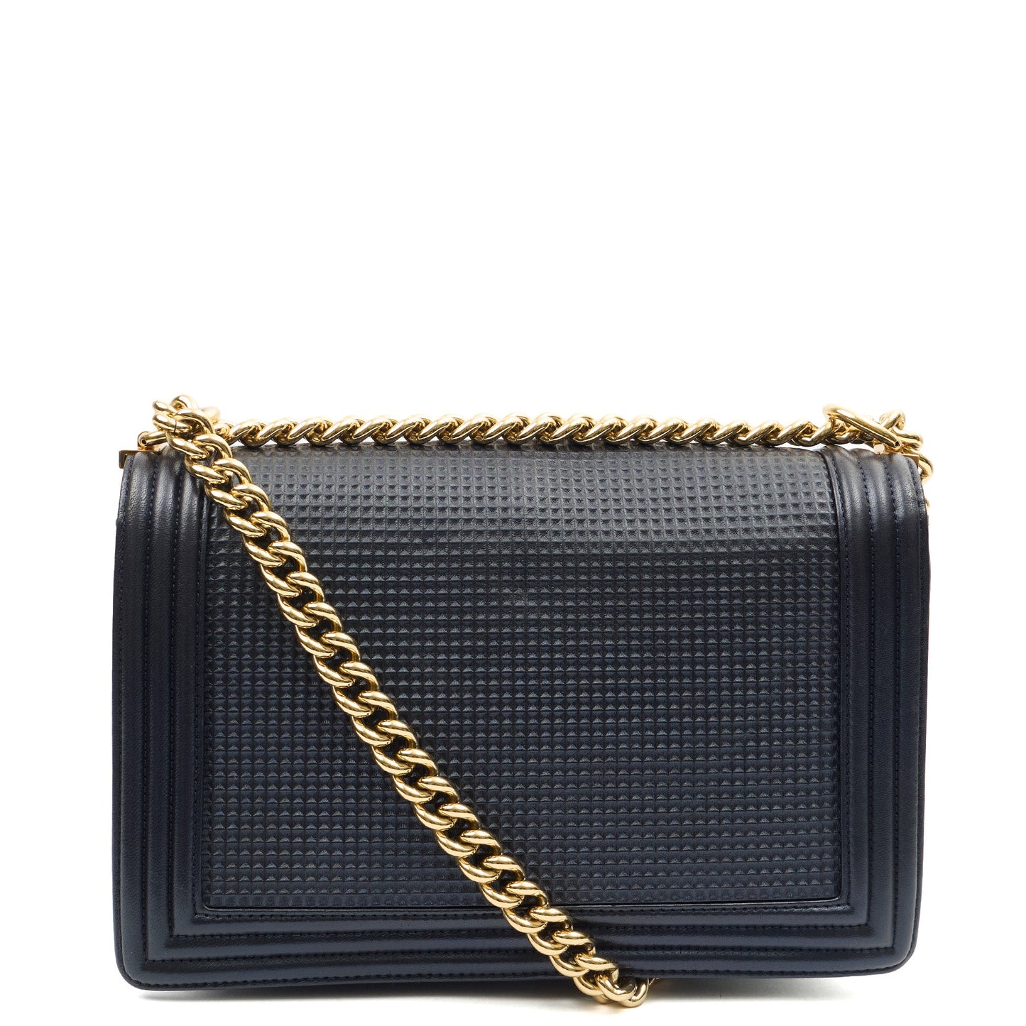 Chanel Shoulder Bag Boy - New Medium in Blue, Leather — Back View