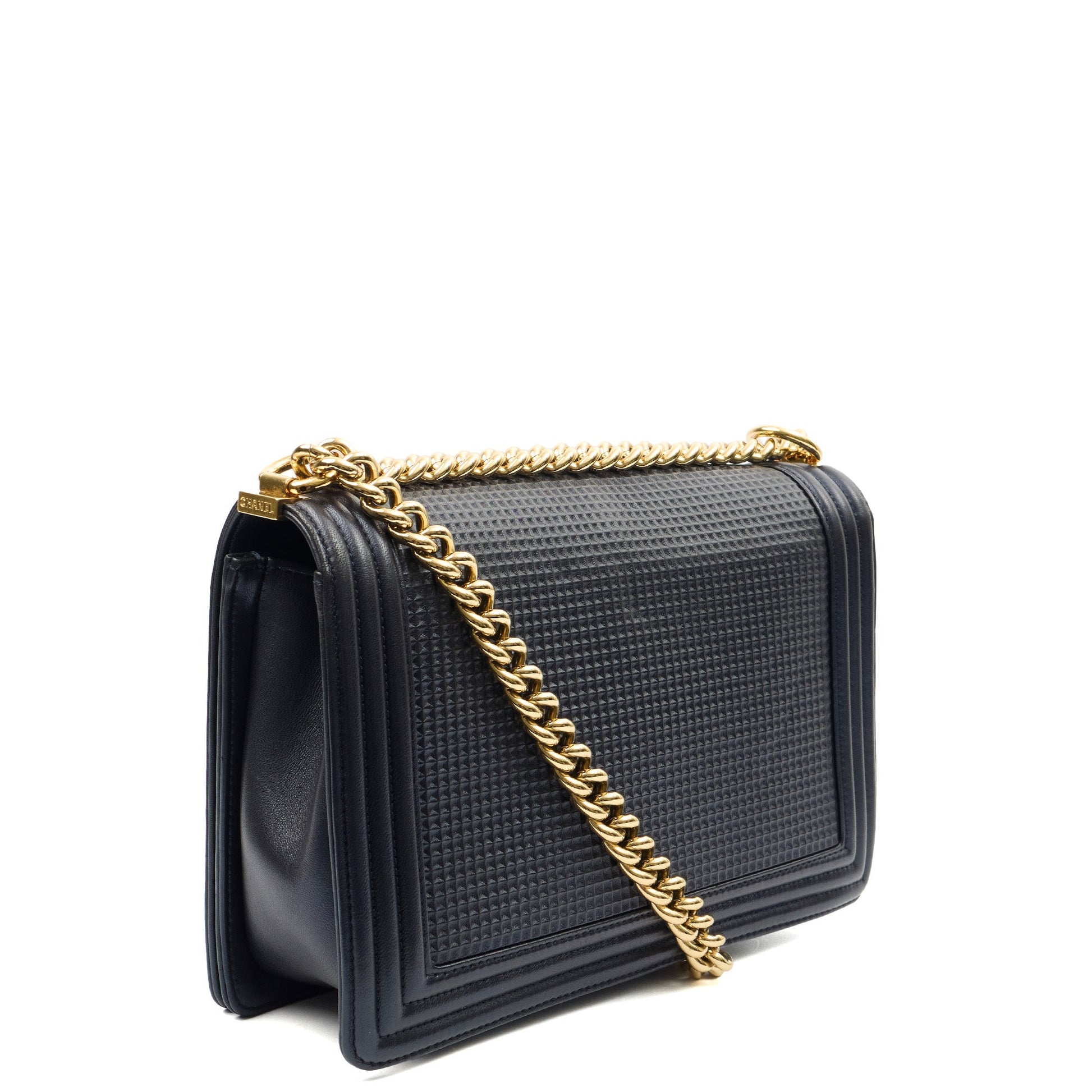 Chanel Shoulder Bag Boy - New Medium in Blue, Leather — Alternate View 11