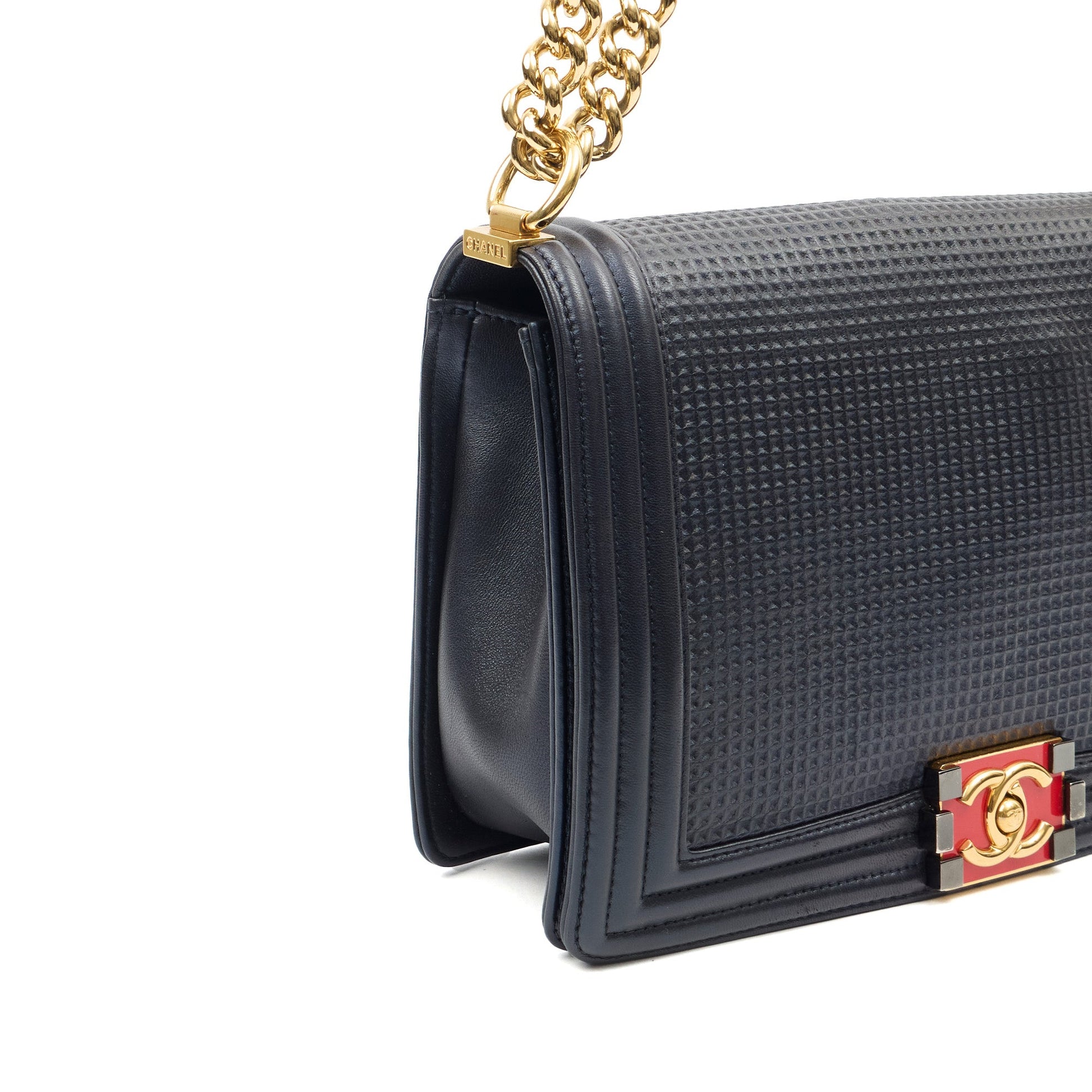 Chanel Shoulder Bag Boy - New Medium in Blue, Leather — Alternate View 16