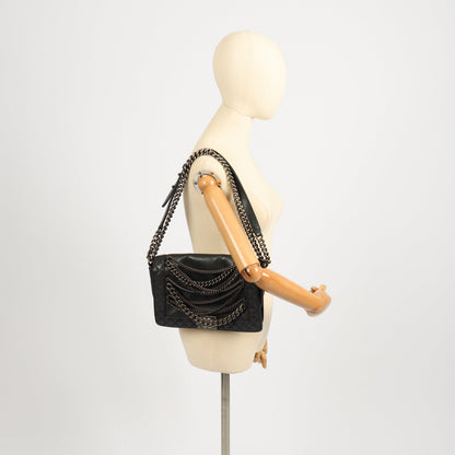 Chanel Shoulder Bag Boy - Medium in Black, Calfskin Leather — Back View