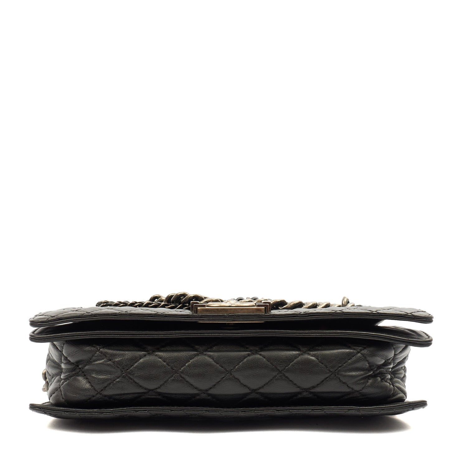 Chanel Shoulder Bag Boy - Medium in Black, Calfskin Leather — Lifestyle View