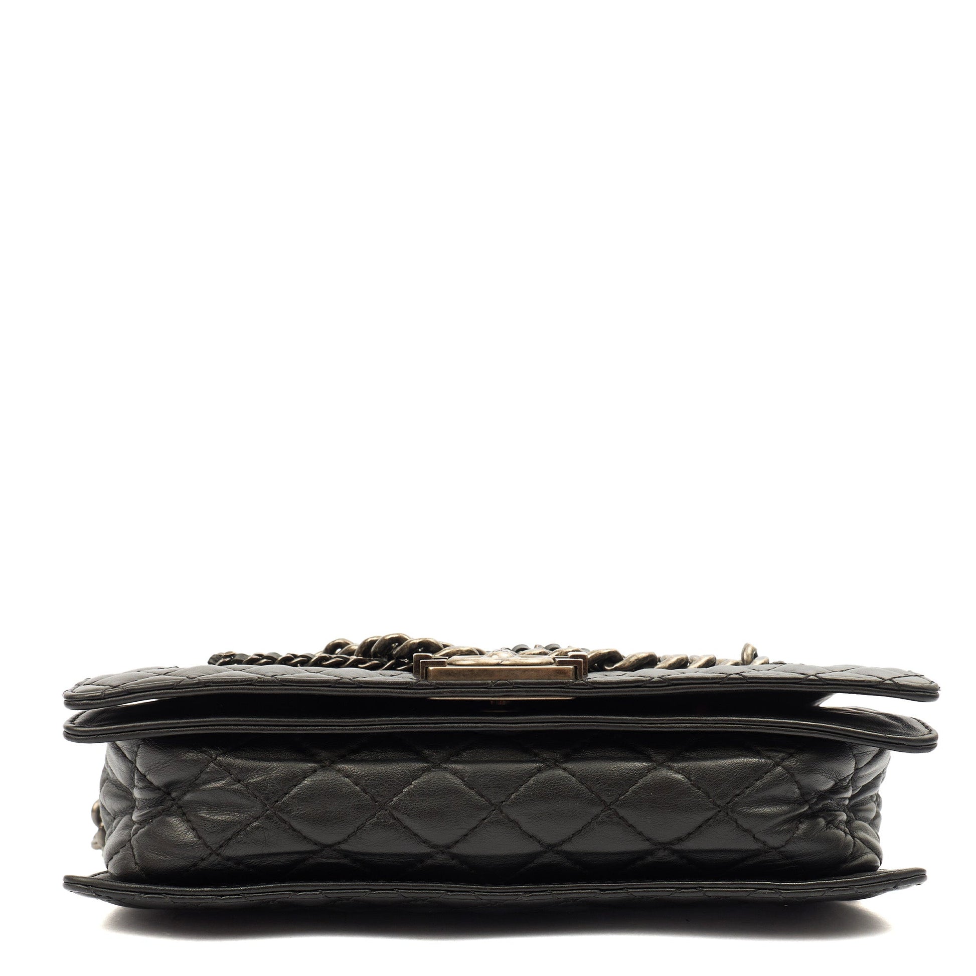 Chanel Shoulder Bag Boy - Medium in Black, Calfskin Leather — Lifestyle View