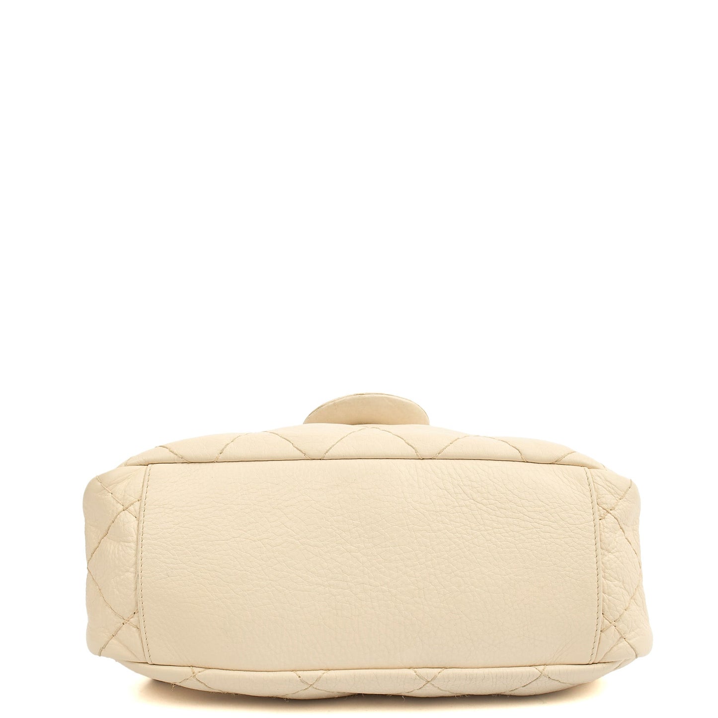 Chanel Shoulder Bag Vintage Flap Bag  in White, Calfskin Leather — Top View