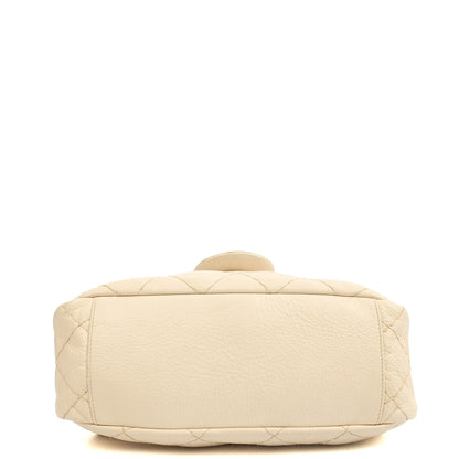Chanel Shoulder Bag Vintage Flap Bag  in White, Calfskin Leather — Top View