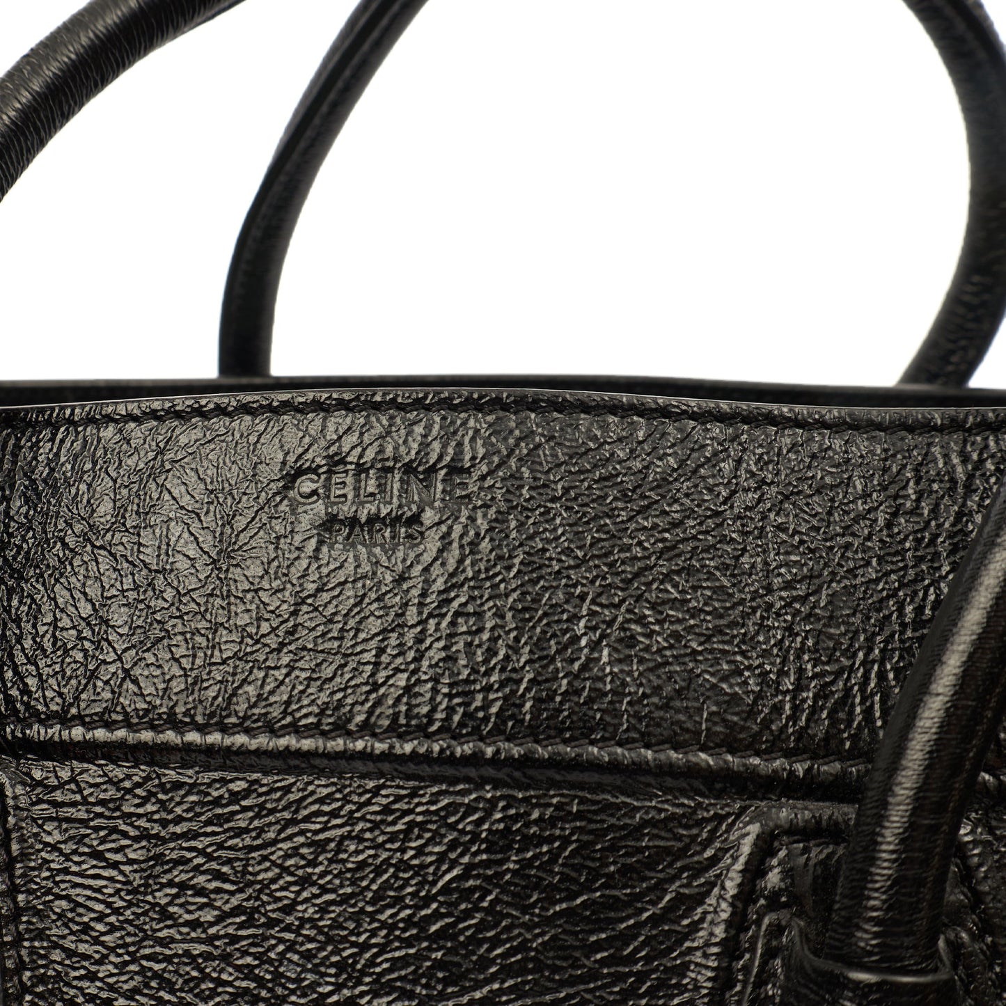 Celine Tote Luggage - Medium in Black, Patent Leather — Back View