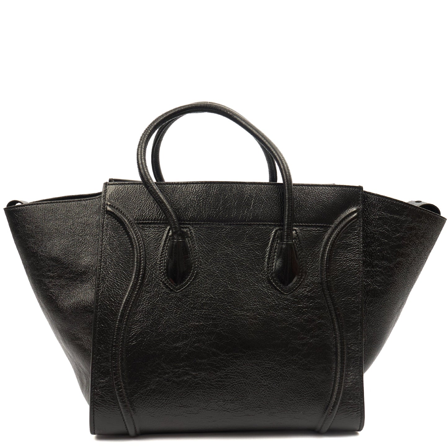 Celine Tote Luggage - Medium in Black, Patent Leather — Detail View
