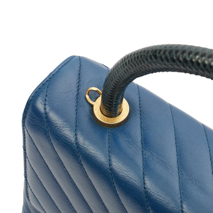 Chanel Top Handle Coco Top Handle in Blue, Crinkled Calfskin Leather — Alternate View 18