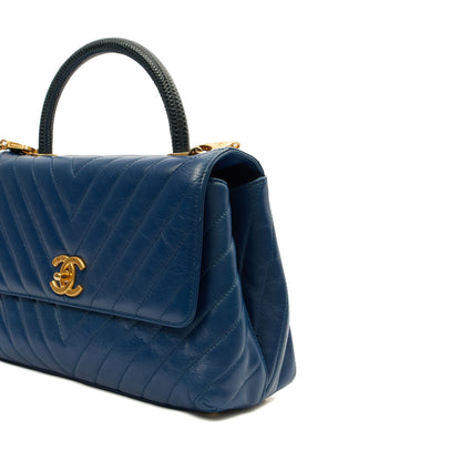 Chanel Top Handle Coco Top Handle in Blue, Crinkled Calfskin Leather — Alternate View 15