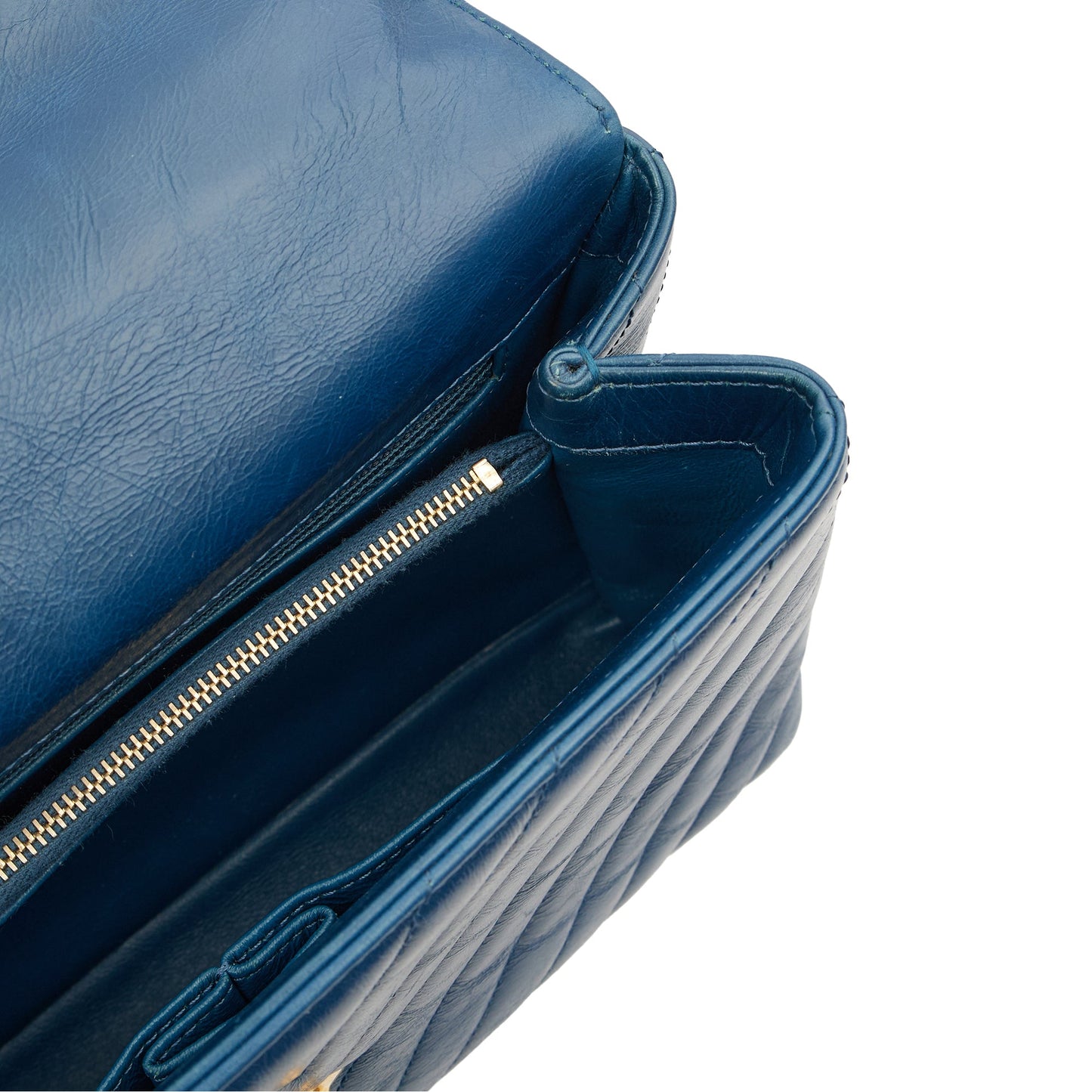 Chanel Top Handle Coco Top Handle in Blue, Crinkled Calfskin Leather — Alternate View 10