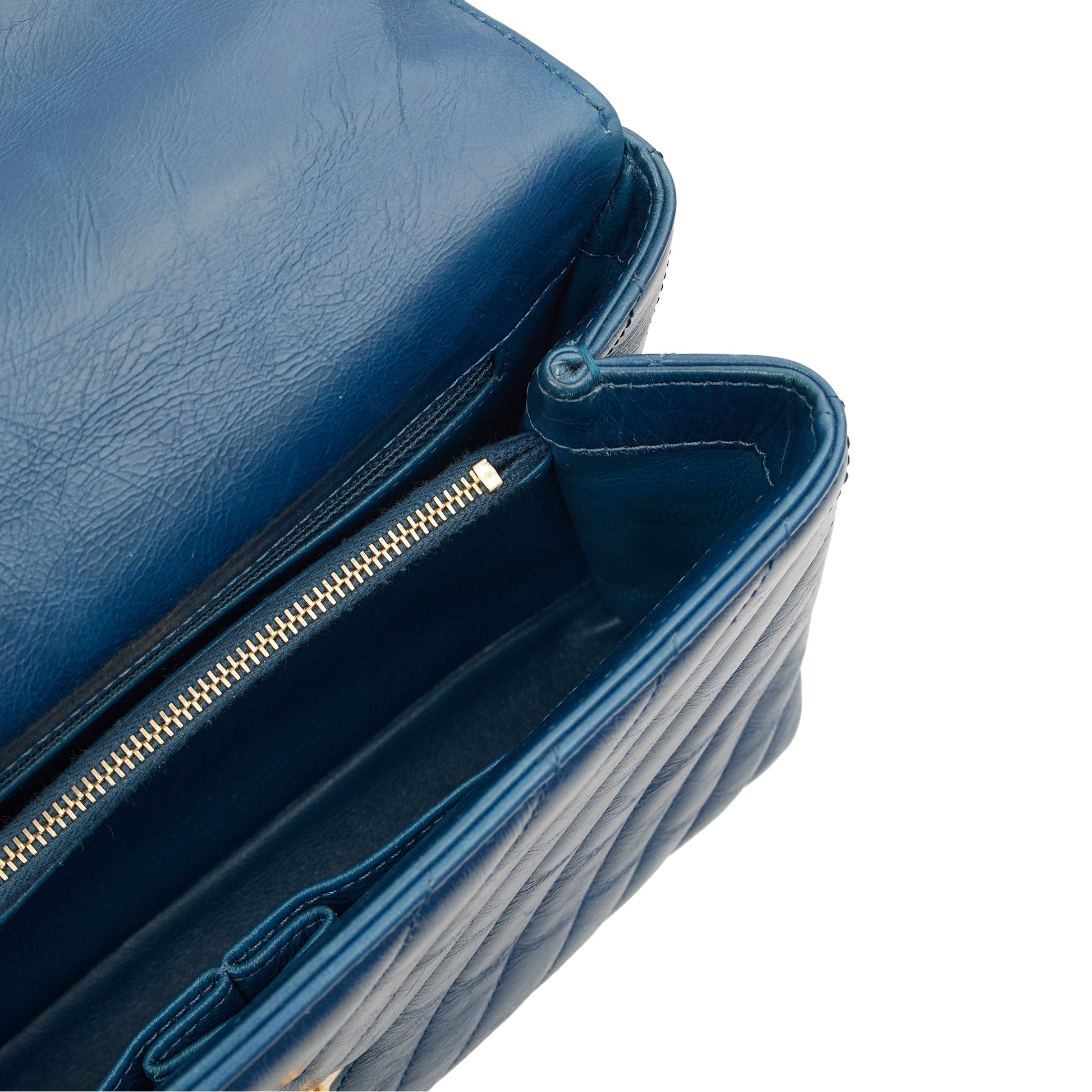 Chanel Top Handle Coco Top Handle in Blue, Crinkled Calfskin Leather — Alternate View 20