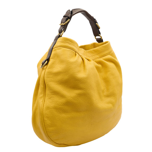 Mulberry Shoulder Bag Mitzy Tote in Yellow, Leather — Side View