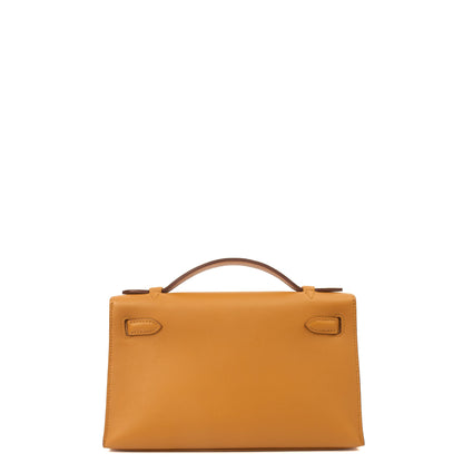Hermes Mini Bag Kelly Pochette in Sesame, Swift Leather — Back View