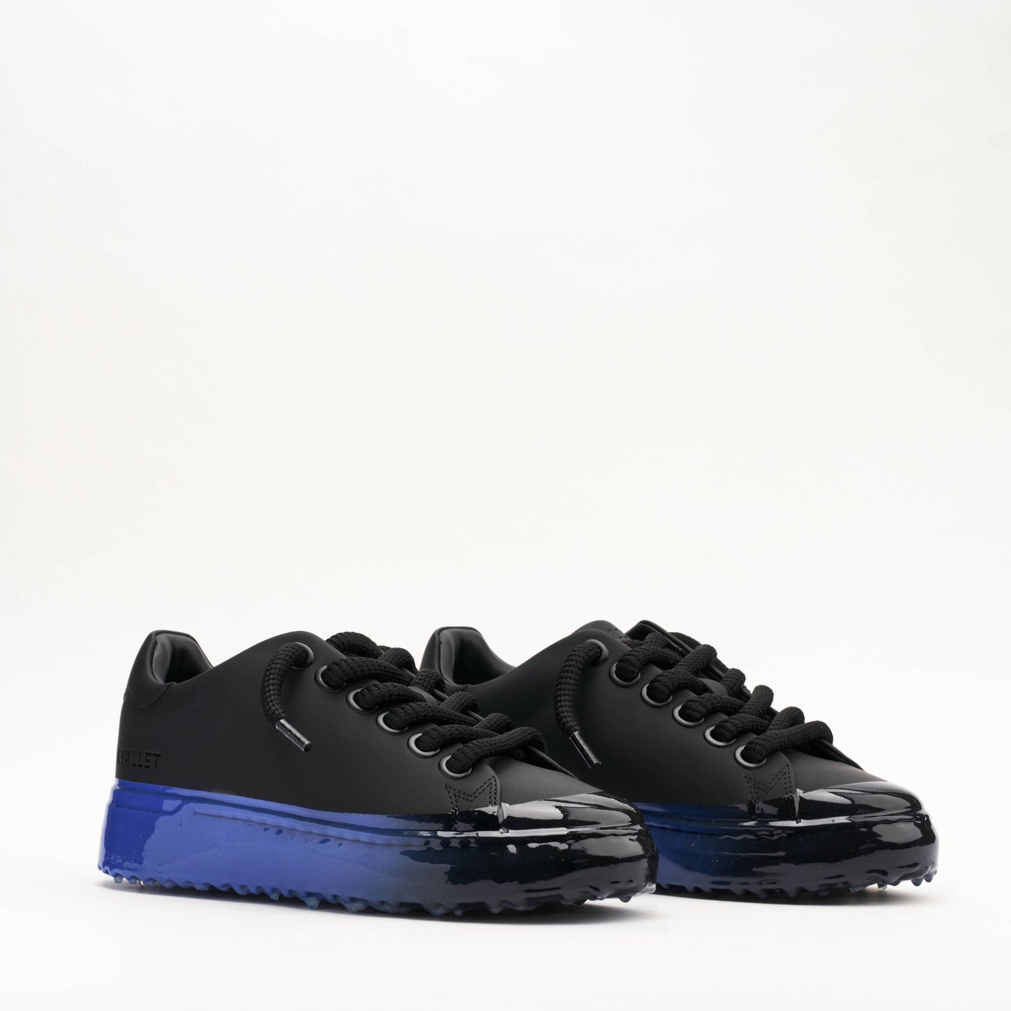 MALLET GRFTR Lite Men's Black Blue Ombre Dip Leather Trainers — UK 05 — Size Black — Side View