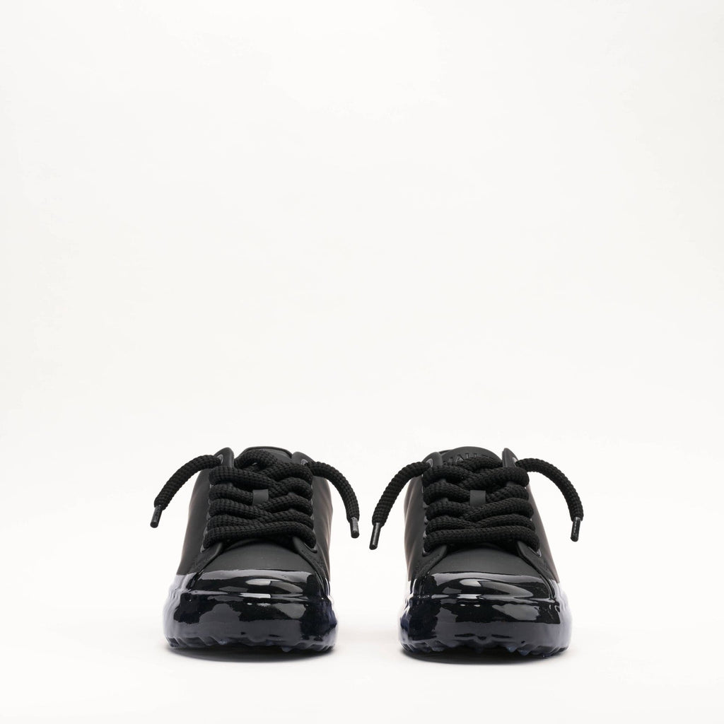 MALLET GRFTR Lite Men's Black Blue Ombre Dip Leather Trainers — UK 05 — Size Black — Back View