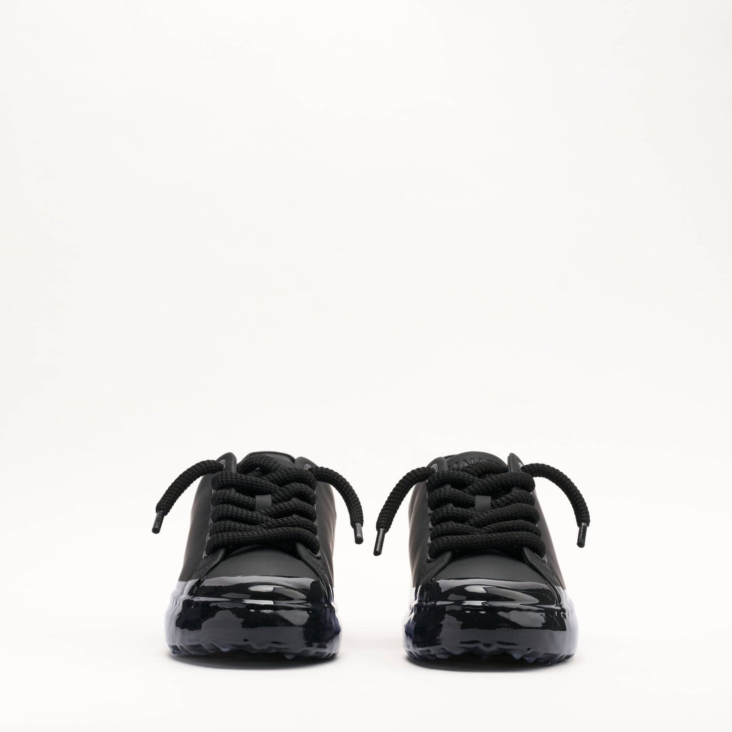MALLET GRFTR Lite Men's Black Blue Ombre Dip Leather Trainers — UK 05 — Size Black — Back View