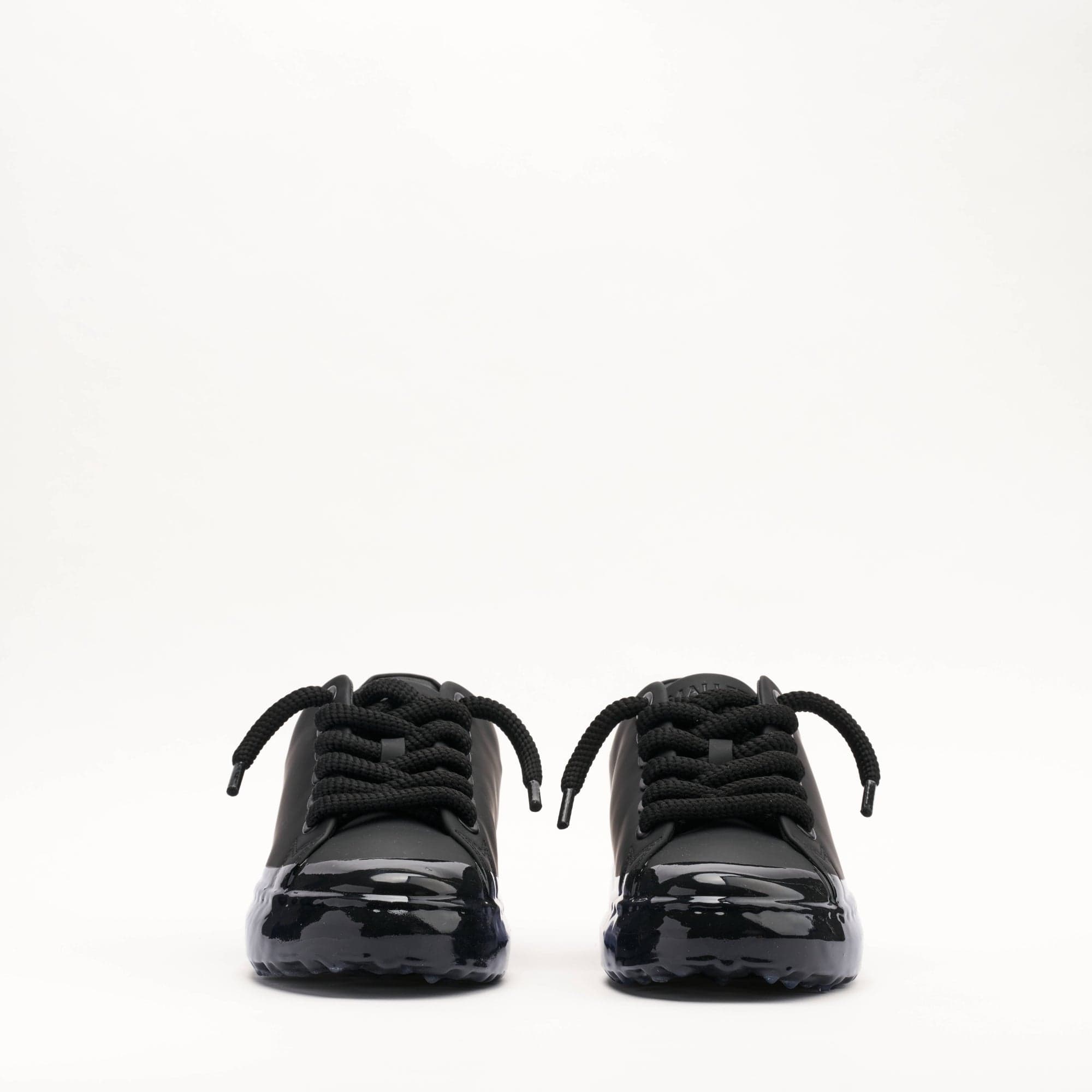 MALLET GRFTR Lite Men's Black Blue Ombre Dip Leather Trainers — UK 05 — Size Black — Back View