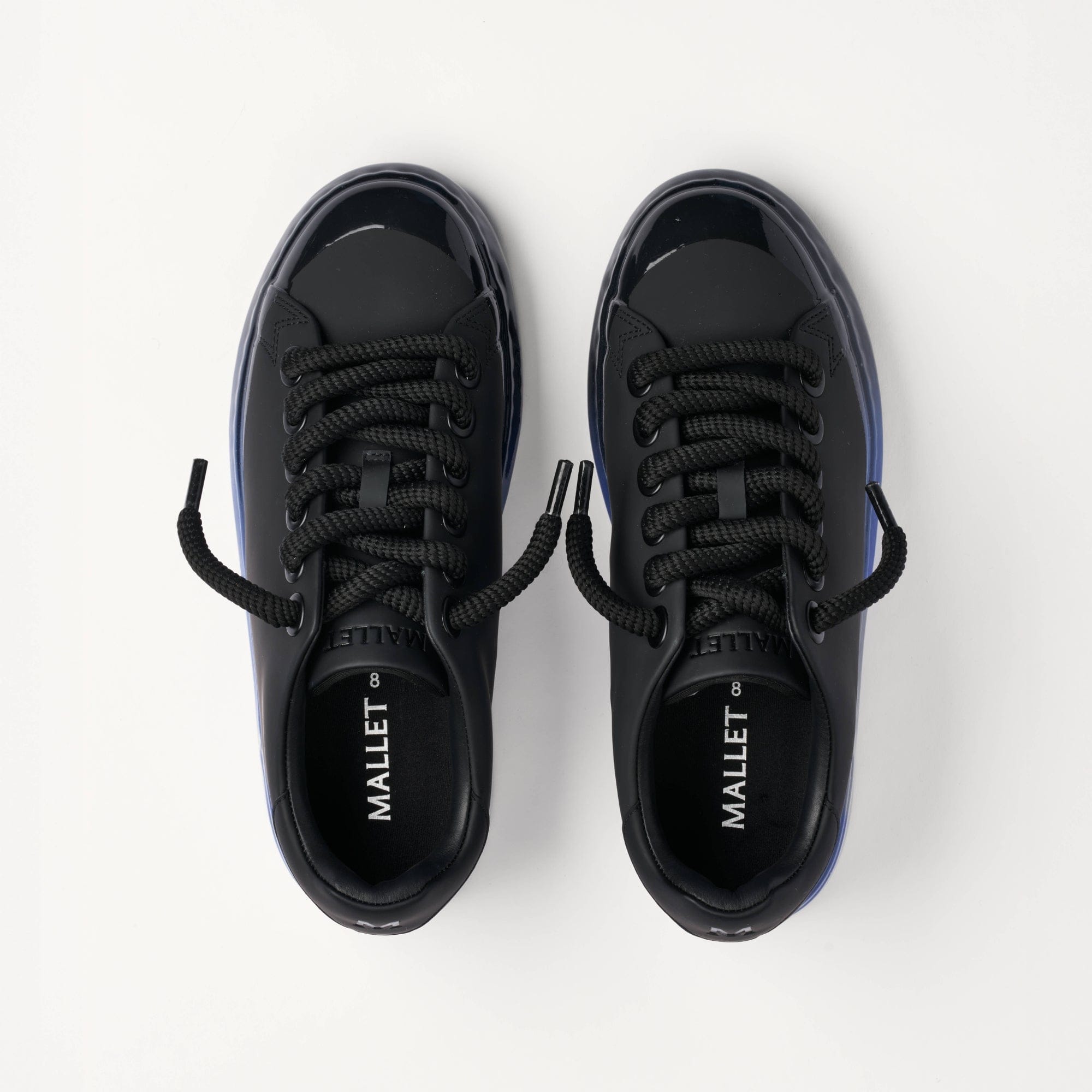 MALLET GRFTR Lite Men's Black Blue Ombre Dip Leather Trainers — UK 05 — Size Black — Detail View