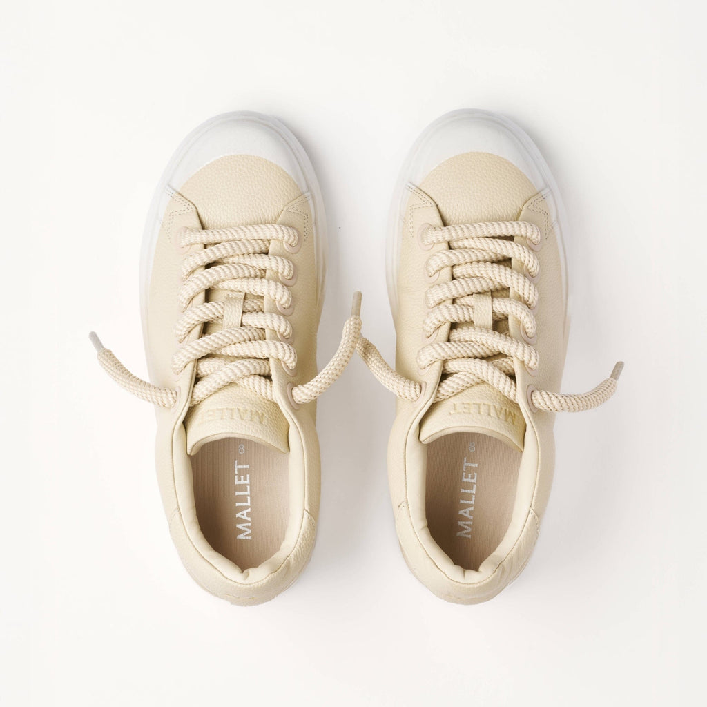 MALLET GRFTR Lite Men's Beige Ombre Dip Leather Trainers — UK 05 — Size Tan — Detail View