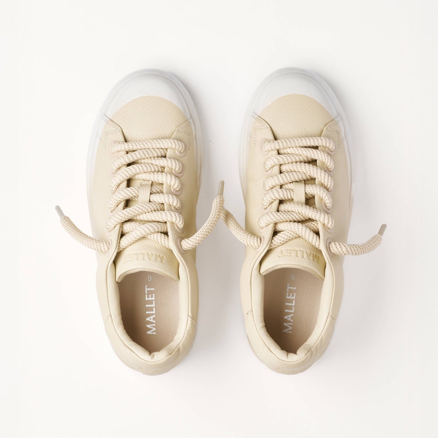 MALLET GRFTR Lite Men's Beige Ombre Dip Leather Trainers — UK 05 — Size Tan — Detail View