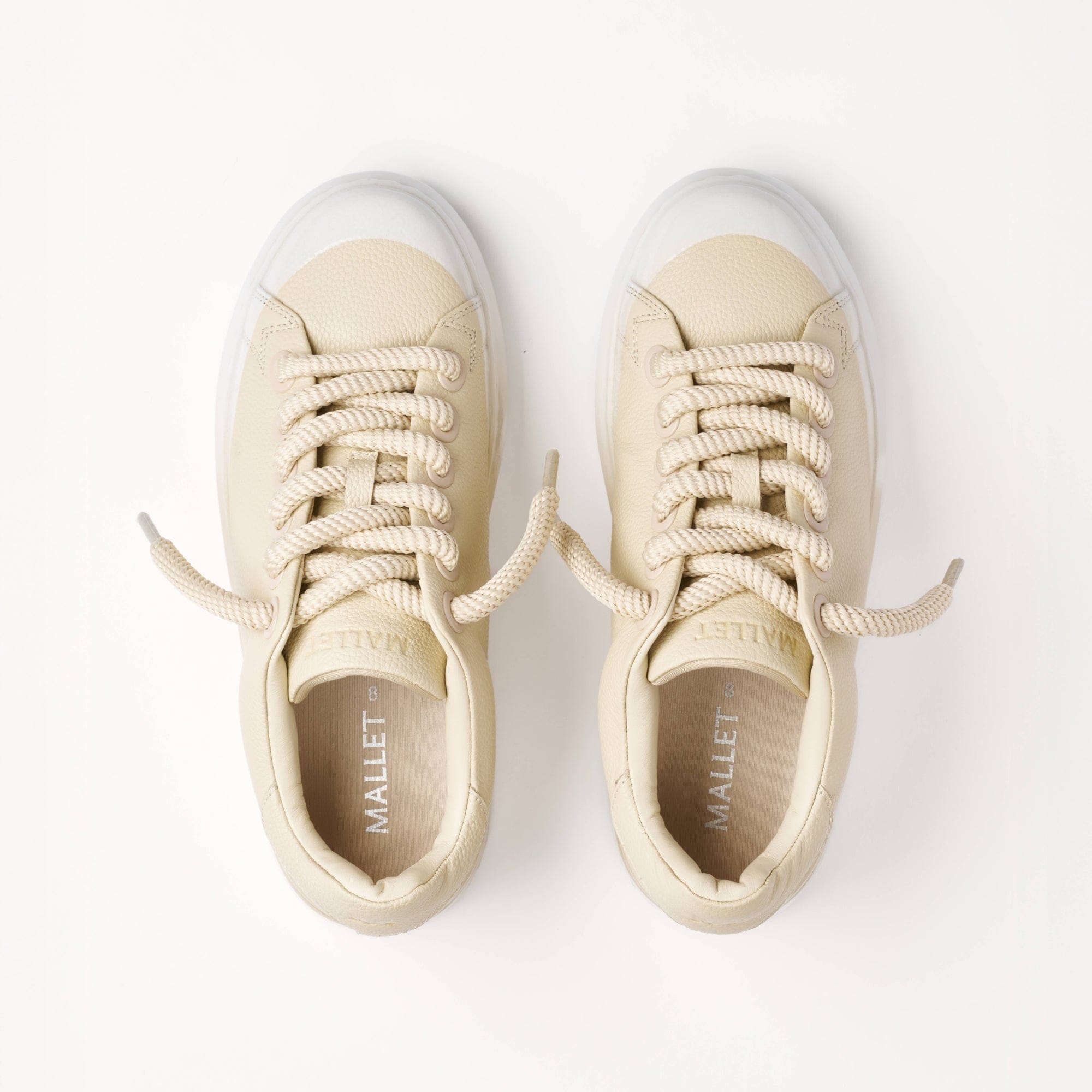 MALLET GRFTR Lite Men's Beige Ombre Dip Leather Trainers — UK 05 — Size Tan — Detail View