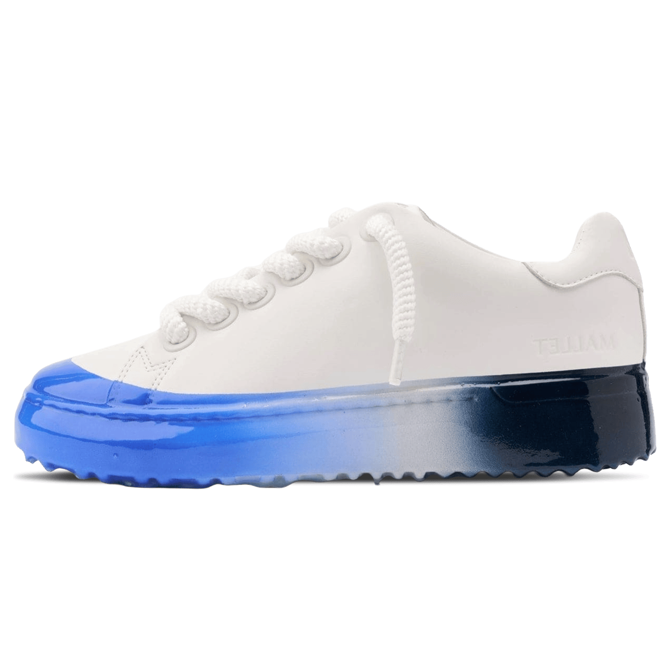 MALLET GRFTR Lite Men's White Blue Ombre Dip Leather Trainers — UK 05 — Size White Blue — Front View