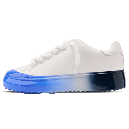 MALLET GRFTR Lite Men's White Blue Ombre Dip Leather Trainers — UK 05 — Size White Blue — Front View