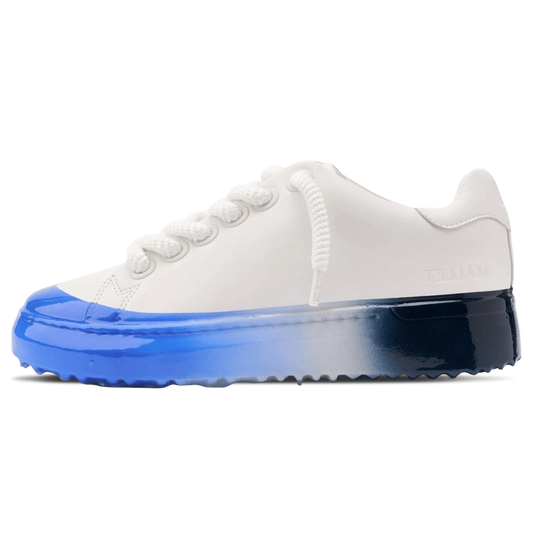 MALLET GRFTR Lite Men's White Blue Ombre Dip Leather Trainers — UK 05 — Size White Blue — Front View