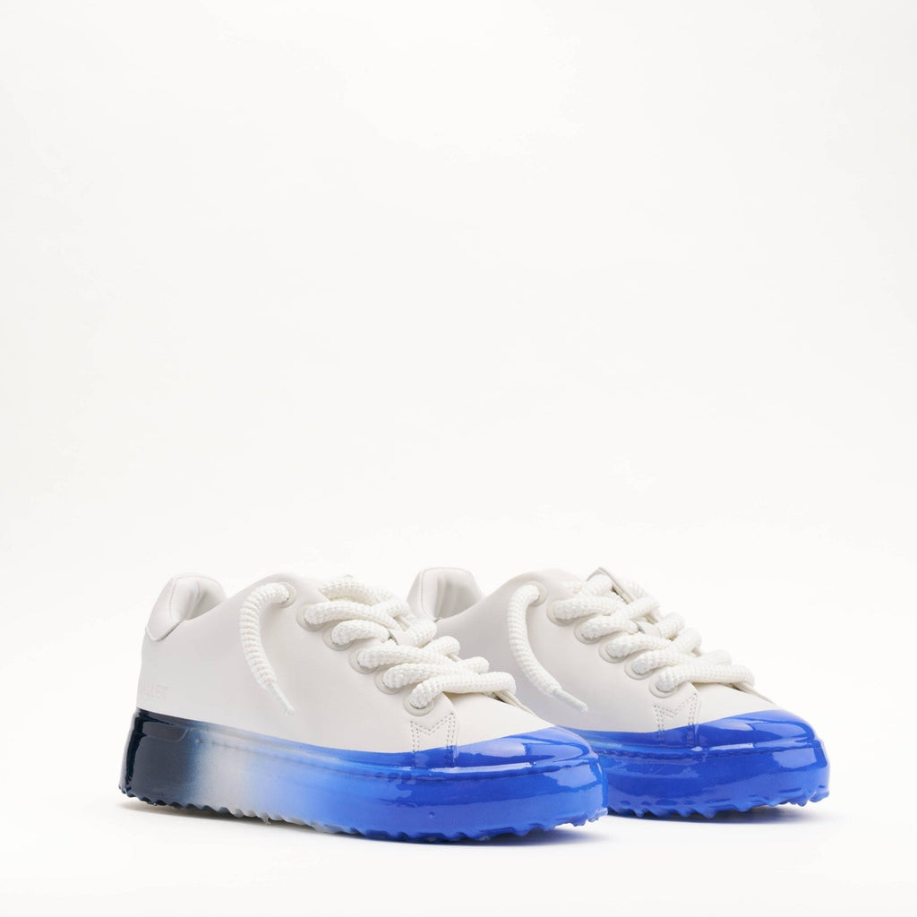 MALLET GRFTR Lite Men's White Blue Ombre Dip Leather Trainers — UK 05 — Size White Blue — Side View