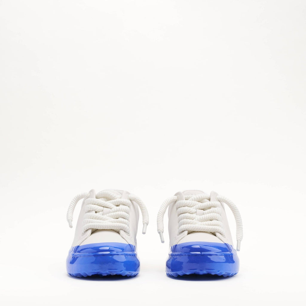 MALLET GRFTR Lite Men's White Blue Ombre Dip Leather Trainers — UK 05 — Size White Blue — Back View