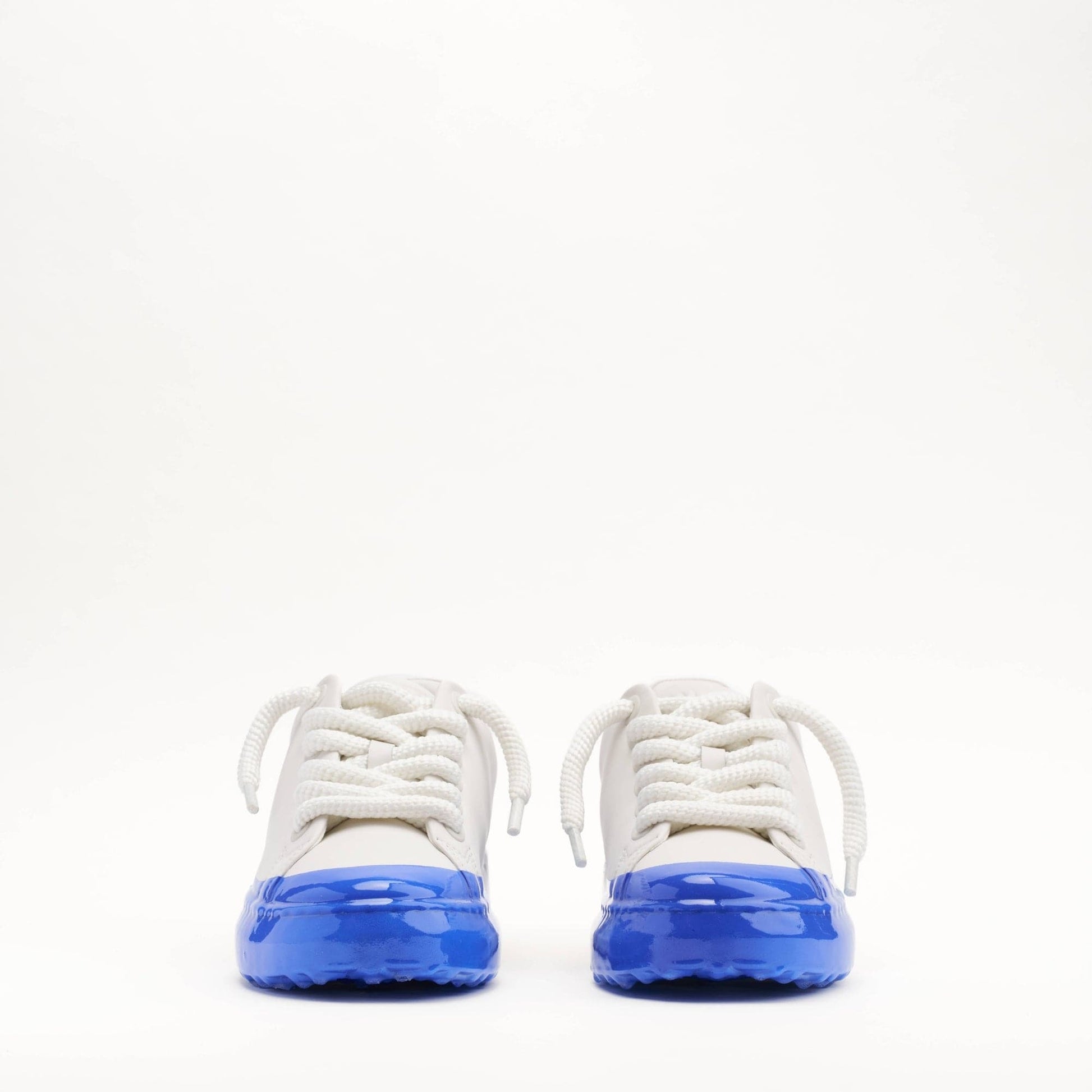 MALLET GRFTR Lite Men's White Blue Ombre Dip Leather Trainers — UK 05 — Size White Blue — Back View