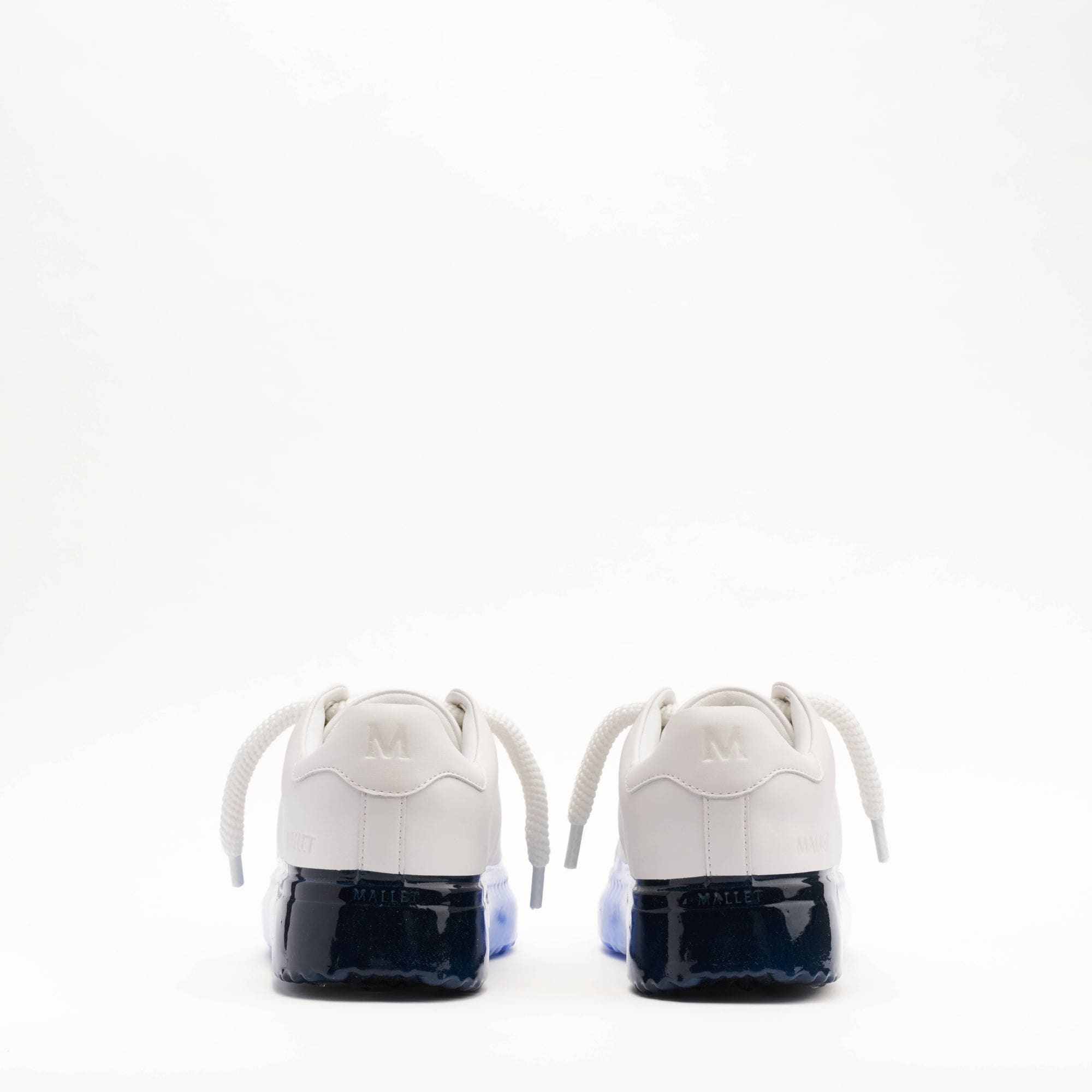 MALLET GRFTR Lite Men's White Blue Ombre Dip Leather Trainers — UK 05 — Size White Blue — Top View