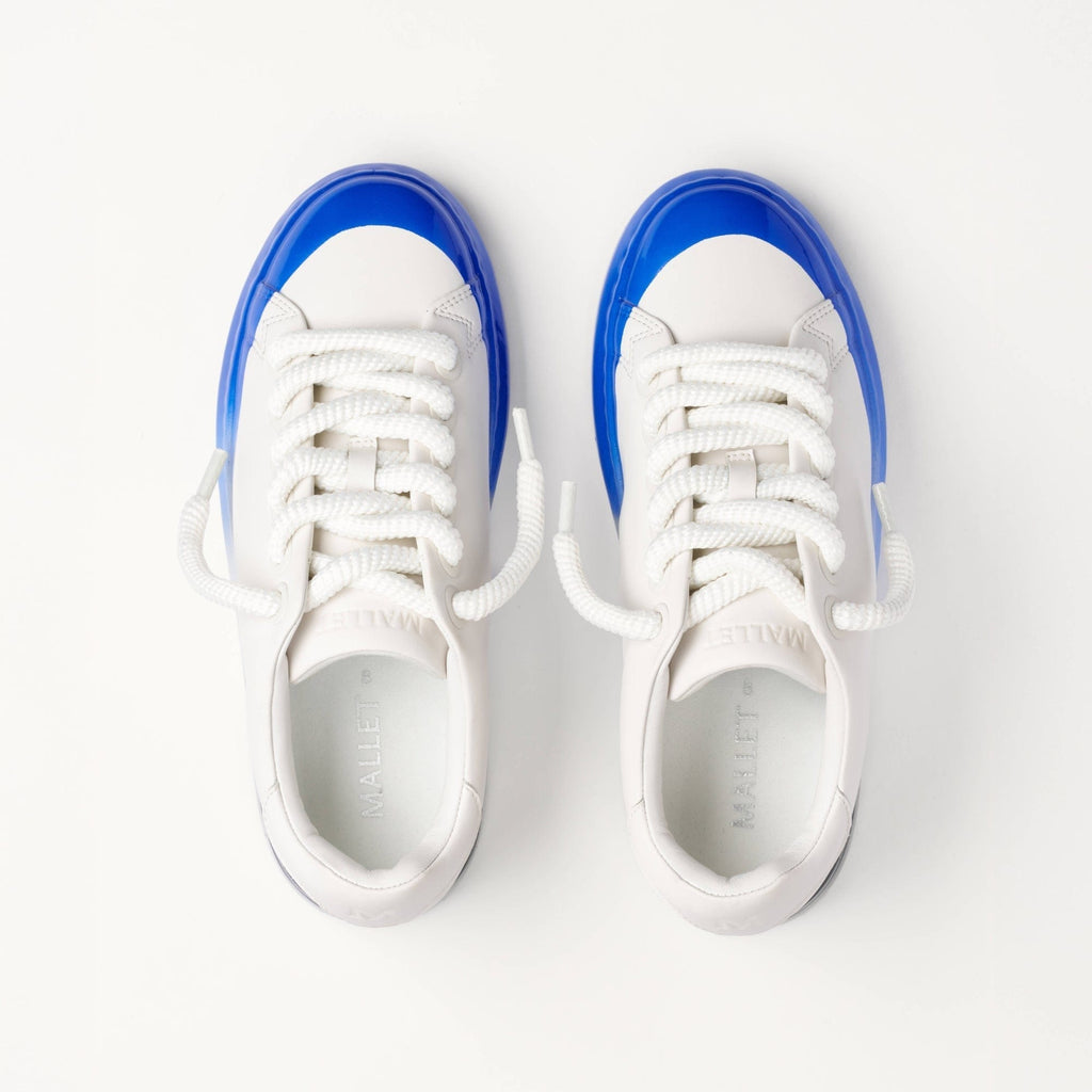 MALLET GRFTR Lite Men's White Blue Ombre Dip Leather Trainers — UK 05 — Size White Blue — Detail View