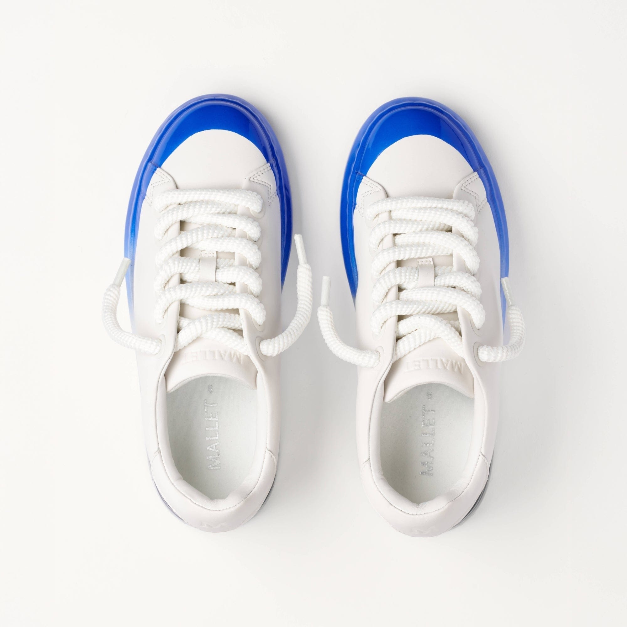 MALLET GRFTR Lite Men's White Blue Ombre Dip Leather Trainers — UK 05 — Size White Blue — Detail View