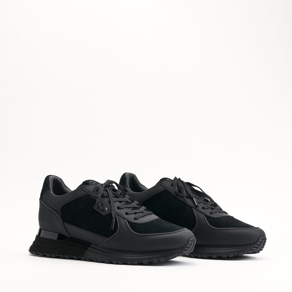 MALLET Boundary Men's Black Ripple Leather Trainers — UK 05 — Size Black — Side View
