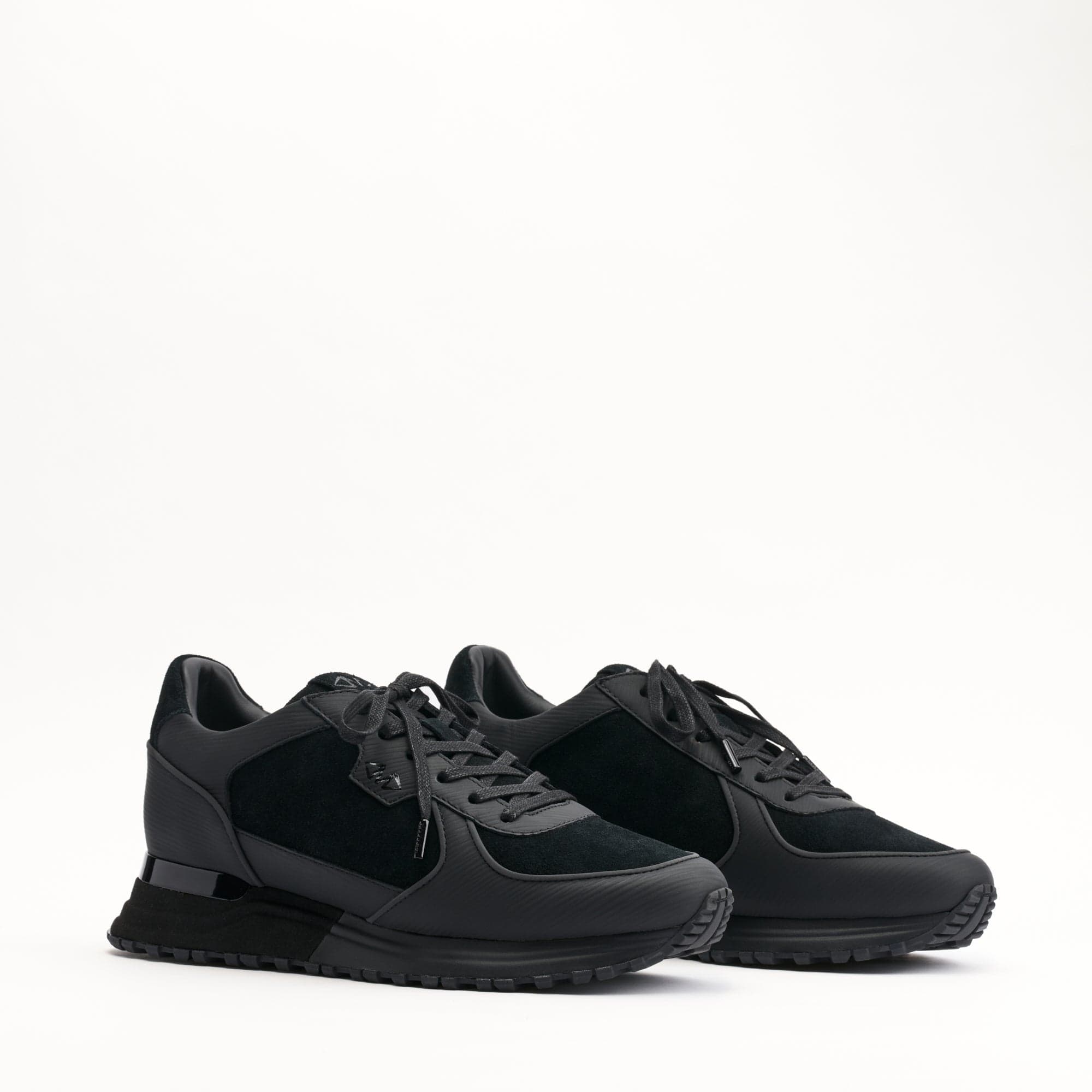 MALLET Boundary Men's Black Ripple Leather Trainers — UK 05 — Size Black — Side View