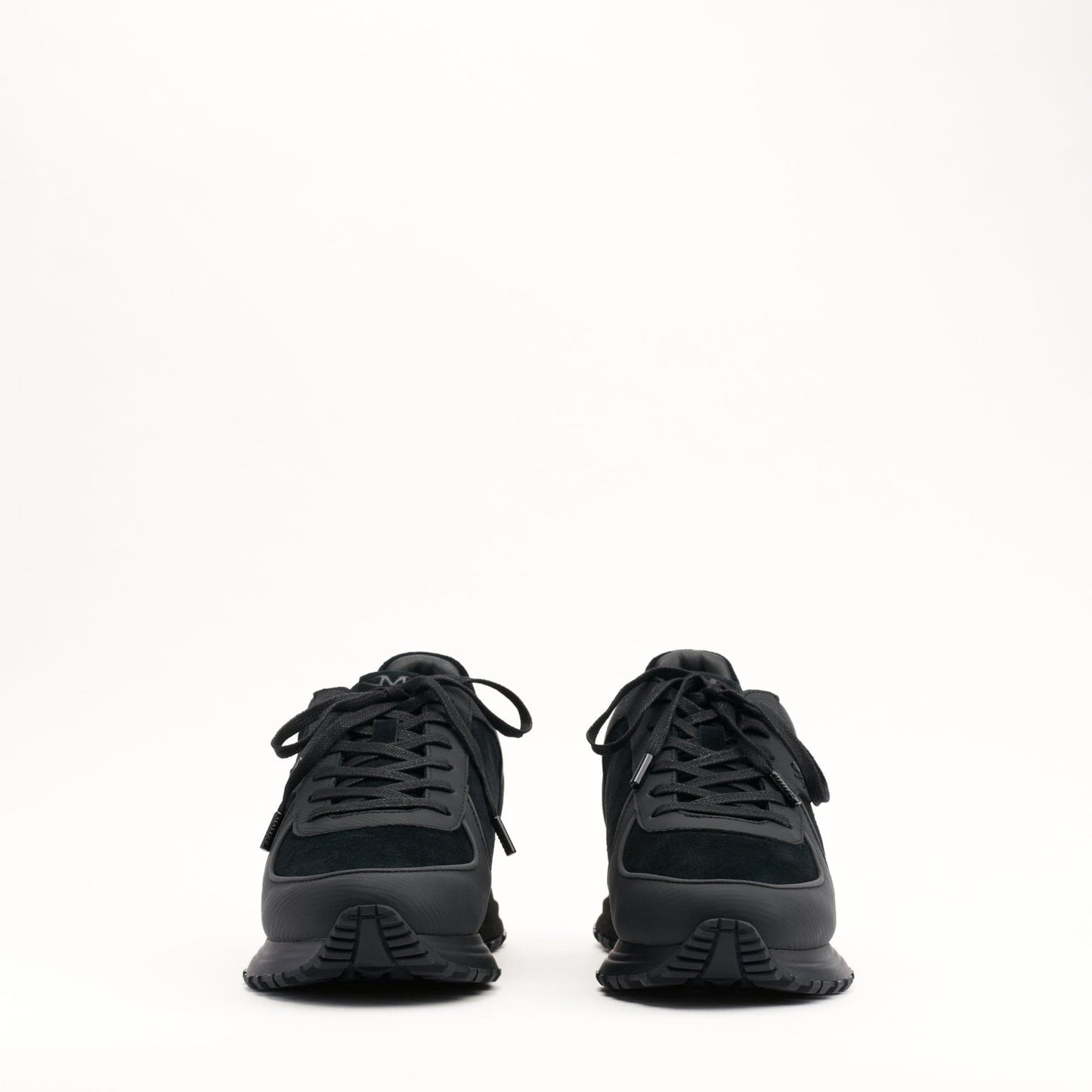 MALLET Boundary Men's Black Ripple Leather Trainers — UK 05 — Size Black — Back View