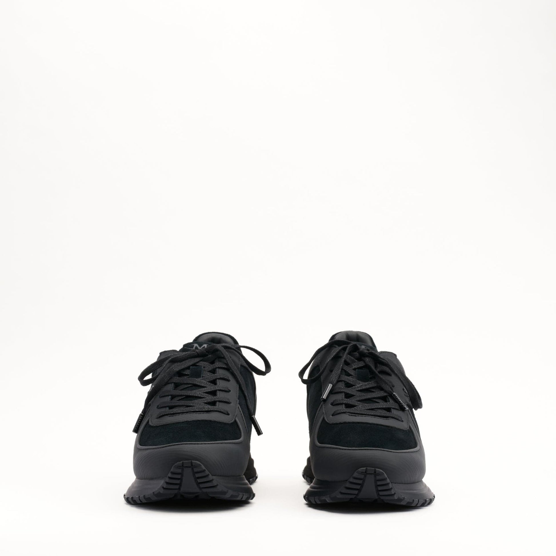 MALLET Boundary Men's Black Ripple Leather Trainers — UK 05 — Size Black — Back View