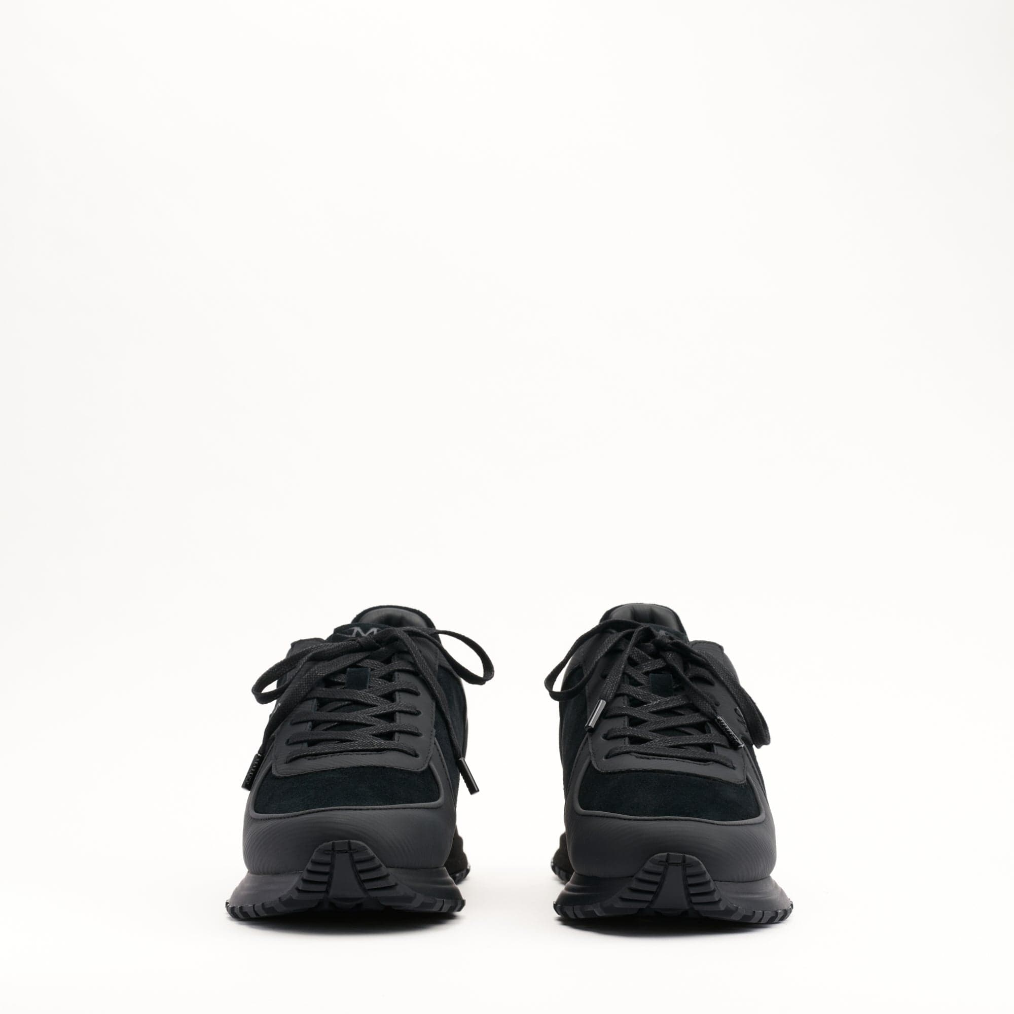 MALLET Boundary Men's Black Ripple Leather Trainers — UK 05 — Size Black — Back View