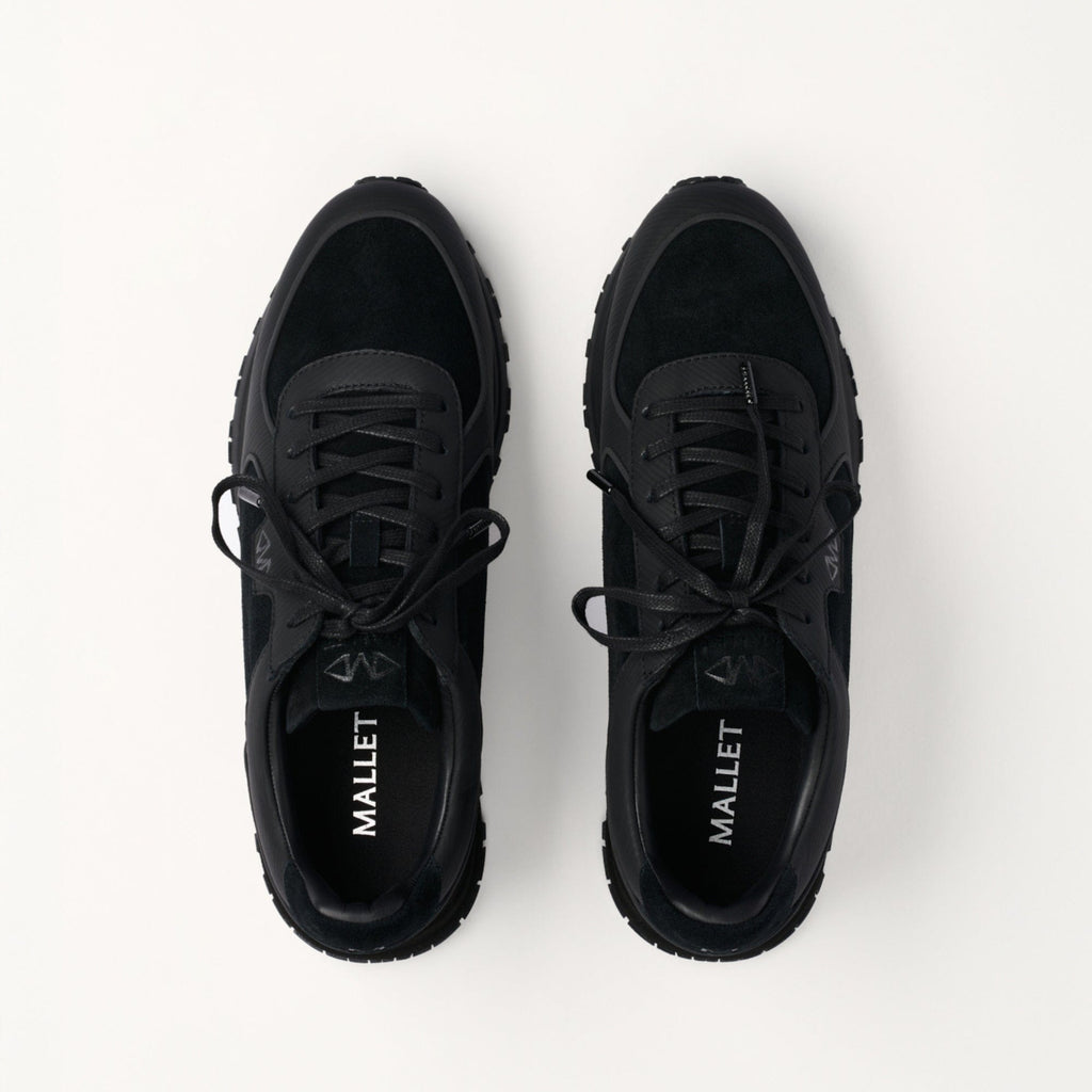 MALLET Boundary Men's Black Ripple Leather Trainers — UK 05 — Size Black — Lifestyle View