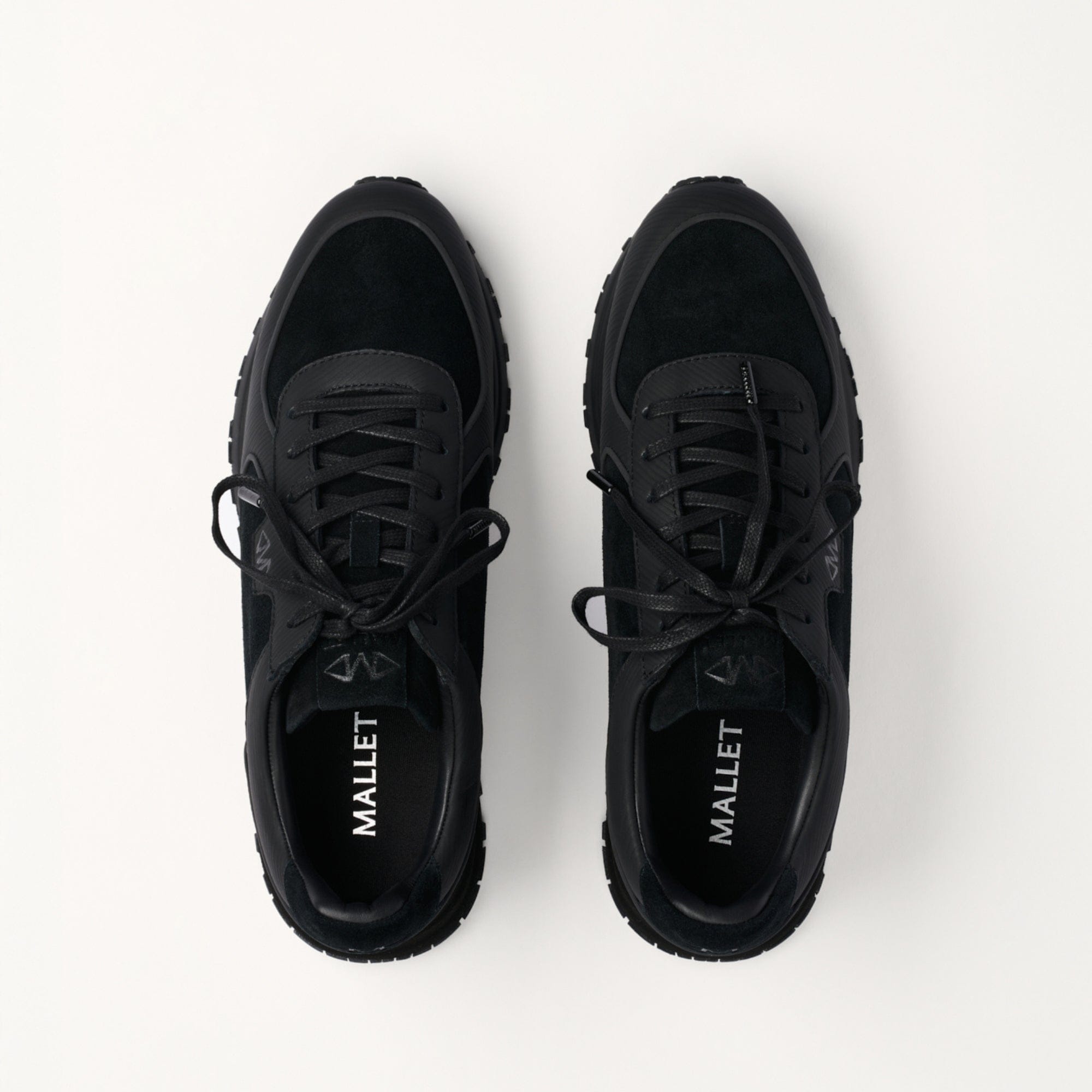 MALLET Boundary Men's Black Ripple Leather Trainers — UK 05 — Size Black — Lifestyle View