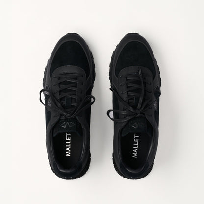 MALLET Boundary Men's Black Ripple Leather Trainers — UK 05 — Size Black — Lifestyle View