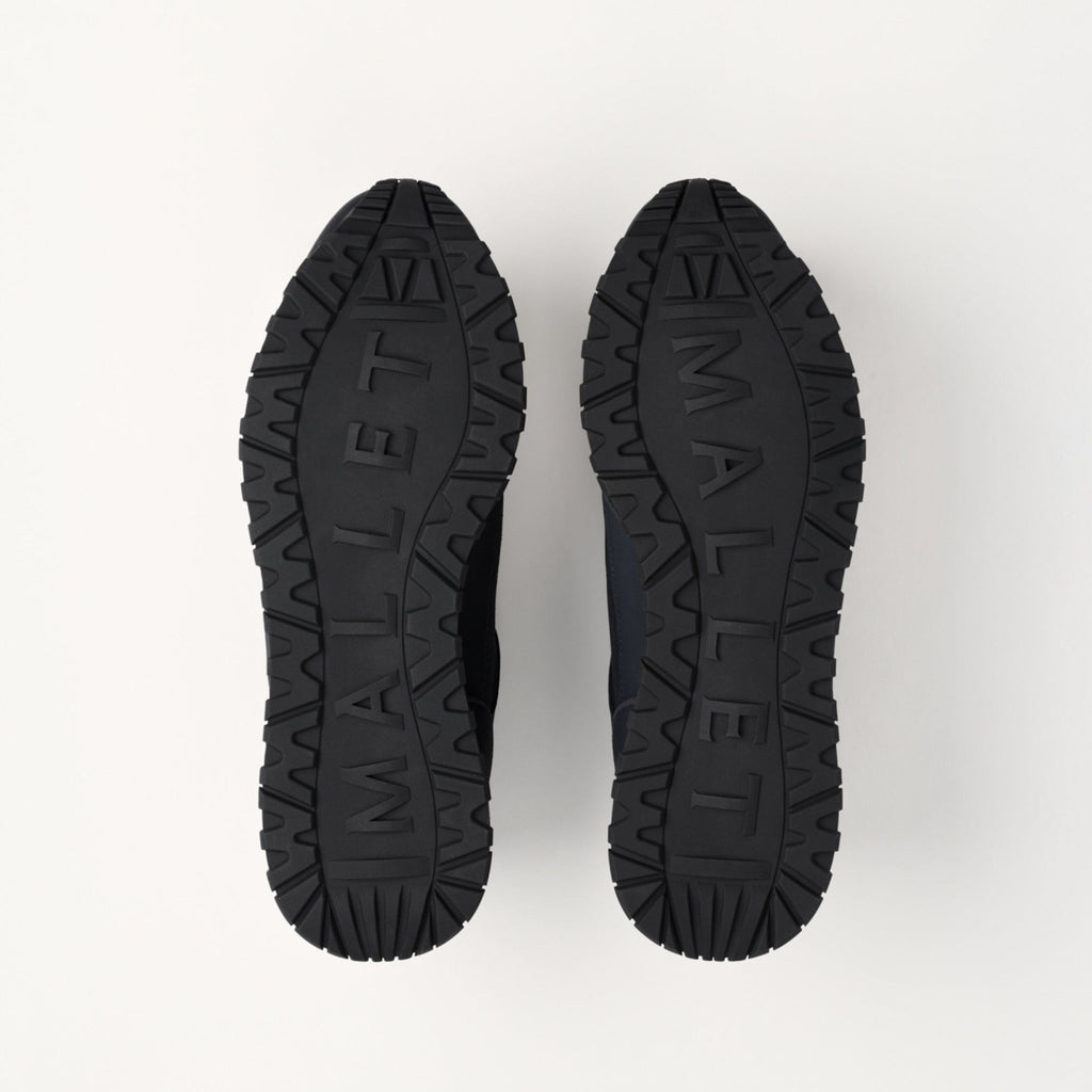 MALLET Popham Men's Black Tumbled Leather Monogram Trainers — UK 05 — Size Black — Lifestyle View